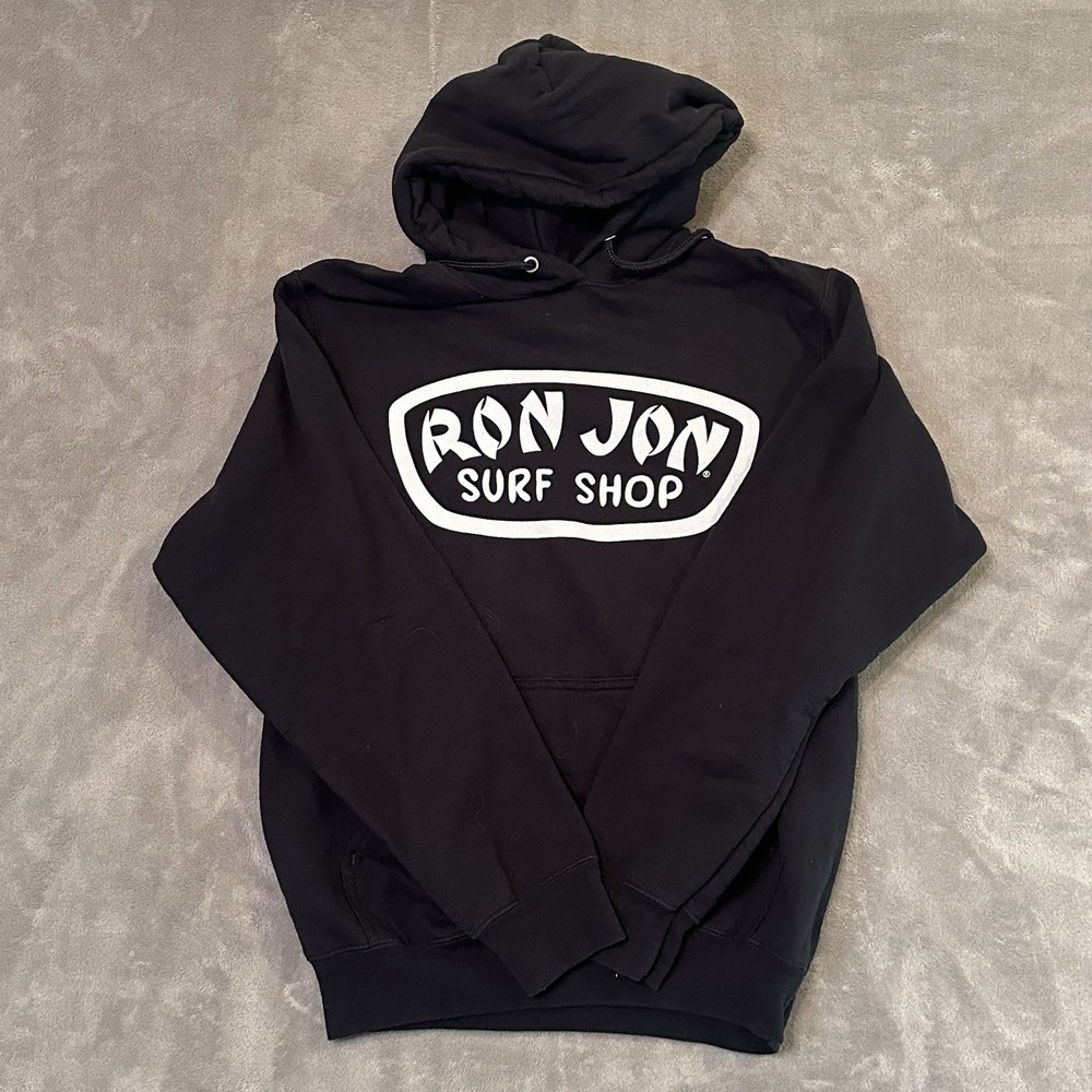 Ron Jon Surf Shop Hoodie Pullover Hooded Black Logo Sweatshirt Men's Size M